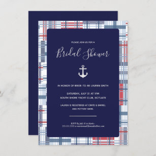 Bridal Shower Invitation, Nautical, Preppy, Navy Invitation