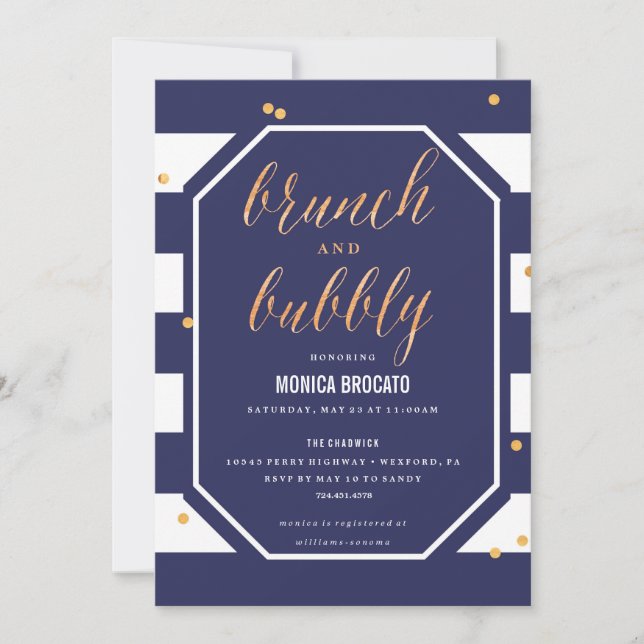 BRIDAL SHOWER INVITATION - navy anemone flower (Front)