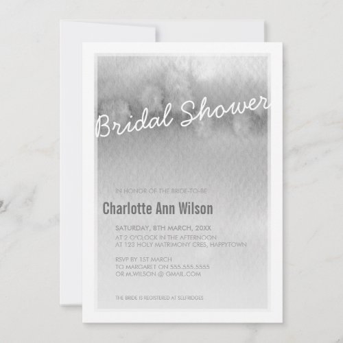 BRIDAL SHOWER INVITATION : ombre watercolor grey