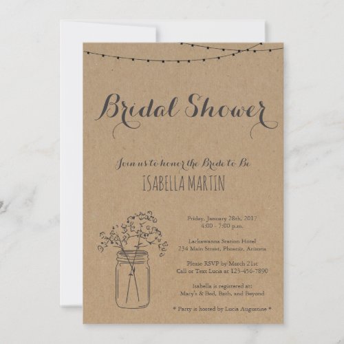 Bridal Shower Invitation on Kraft Background