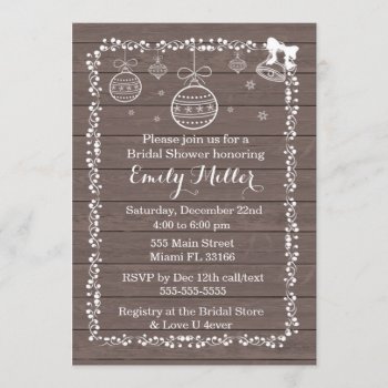 Bridal Shower Invitation Ornament Rustic Wood by pinkthecatdesign at Zazzle