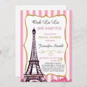 Bridal shower invitation Paris Eiffel Tower French (Front/Back)