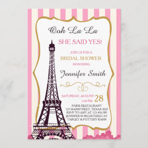 Bridal shower invitation Paris Eiffel Tower French