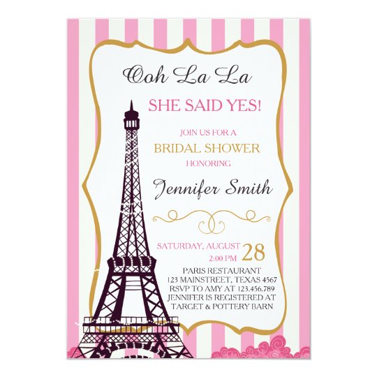 Bridal shower invitation Paris Eiffel Tower French