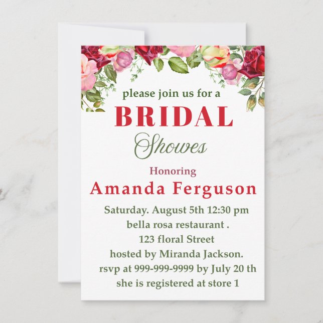 Bridal shower Invitation party card  (Front)