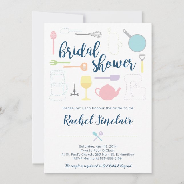 Bridal Shower Invitation - Pastel Kitchen Theme (Front)