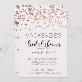 Bridal Shower Invitation - Pink Rose Gold Confetti by autumnandpine at Zazzle