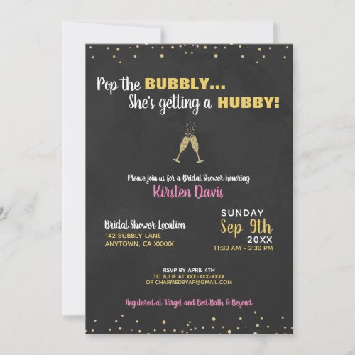 Bridal Shower Invitation Pop the Bubbly