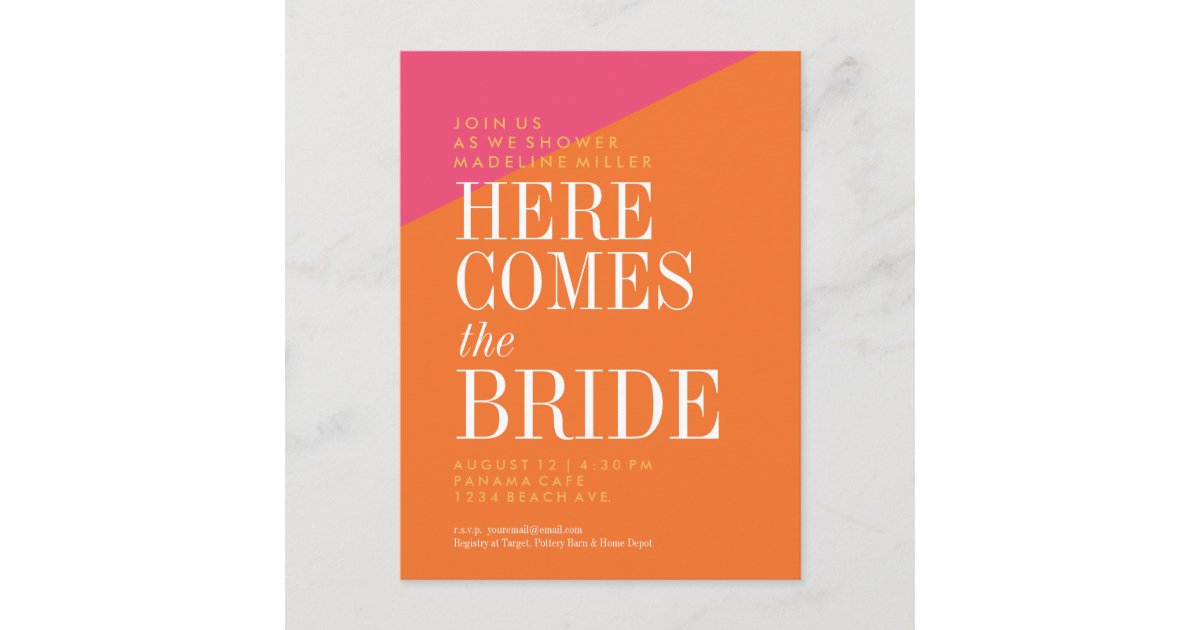 Bridal Shower Invitation Postcard Zazzle
