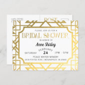 Bridal Shower Invitation Postcard Art Deco Gatsby (Front/Back)