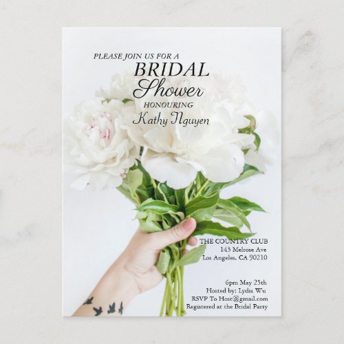 Bridal Shower Invitation  Postcard Letterhead