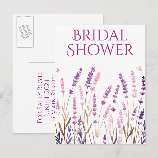 Bridal shower invitation postcards (Front/Back)