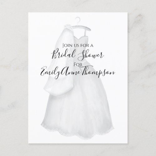 Bridal Shower Invitation Pretty Simple Elegant Postcard