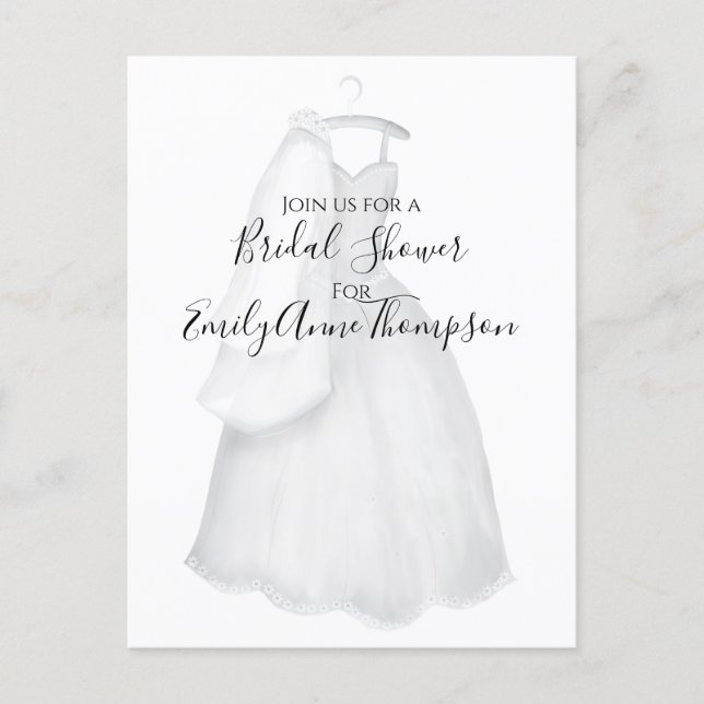 Bridal Shower Invitation Pretty Simple Elegant Postcard (Front)