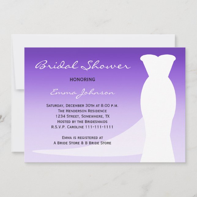Bridal Shower Invitation Purple Ombre (Front)