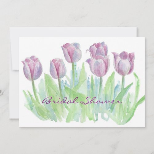 Bridal Shower Invitation Purple Tulip Flowers