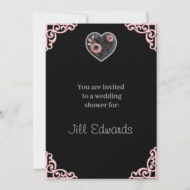  Bridal Shower Invitation Red Heart Wedding  (Front)