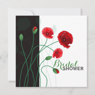 Bridal Shower Invitation   Red Poppies