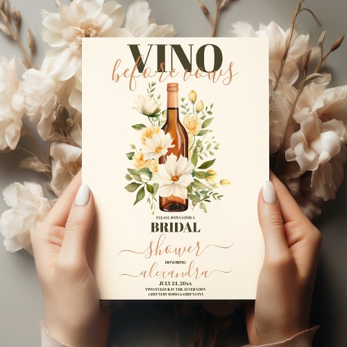 Bridal Shower Invitation RoseGold Vino before Vows