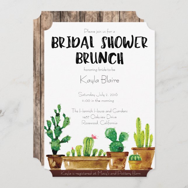 Bridal Shower Invitation - Rustic, Brunch (Front/Back)
