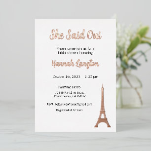Bridal Shower Invitation, She Said Oui Yes Foil Invitation