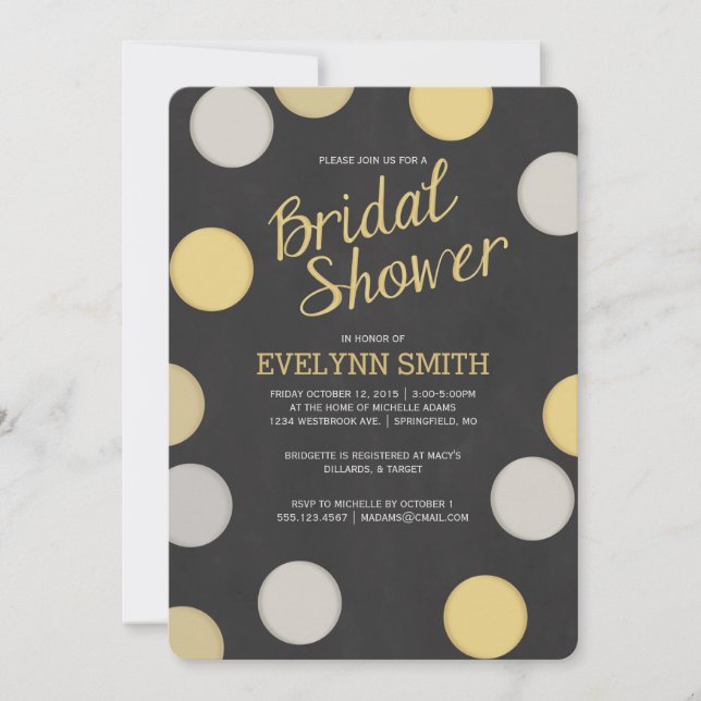 Bridal Shower Invitation | Silver Gold Chalkboard (Front)