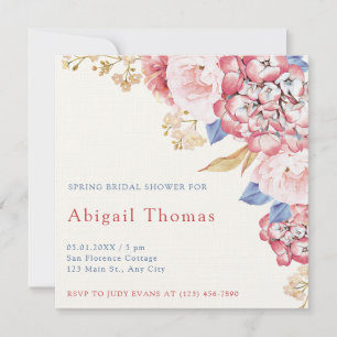 Bridal Shower Invitation Spring Pastel Florals