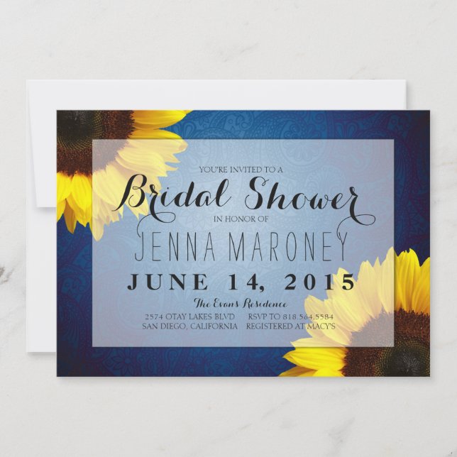 Bridal Shower Invitation - Sunflowers & Blue Jeans (Front)