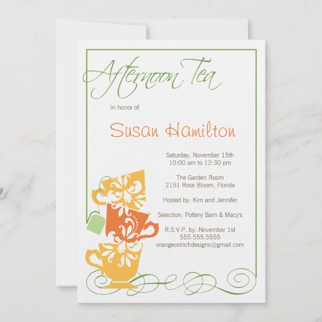 Bridal Shower Invitation - Tea (Front)