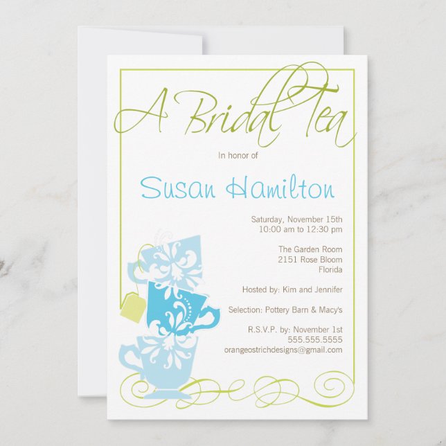 Bridal Shower Invitation - Tea (Front)