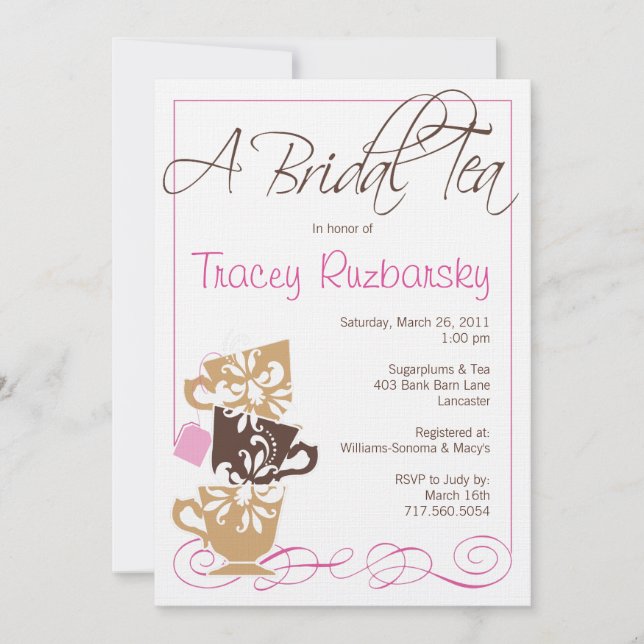 Bridal Shower Invitation - Tea (Front)