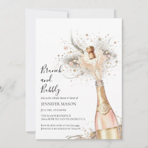 Bridal Shower Invitation Template with Champagne P