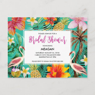Bridal Shower invitation tropical flamingo
