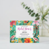 Bridal Shower invitation tropical flamingo (Standing Front)