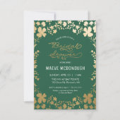 Bridal Shower Invitation, Vintage Green & Gold Invitation (Front)