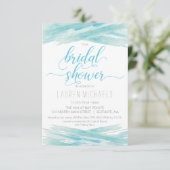 Bridal Shower Invitation - Watercolor, Blue Silver (Standing Front)