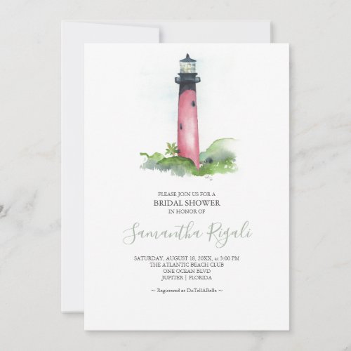 Bridal Shower Invitation Watercolor Lighthouse