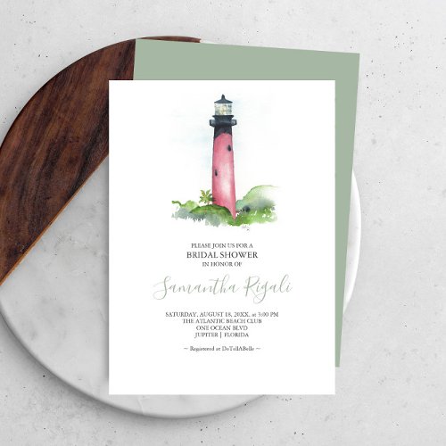 Bridal Shower Invitation Watercolor Lighthouse