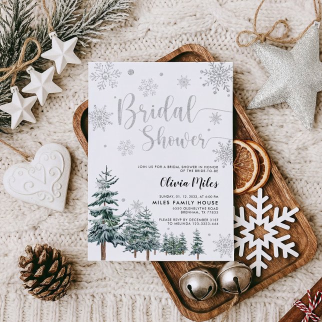 Bridal shower invitation winter silver glitter (Creator Uploaded)