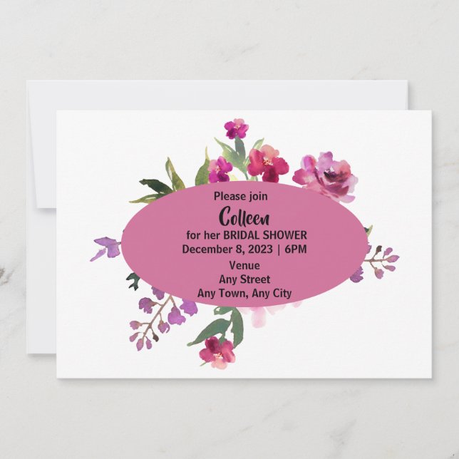 Bridal Shower invitation with editable text (Front)