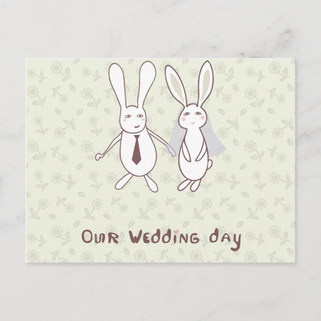 Bridal shower invitation with two cute rabbits in (Front)