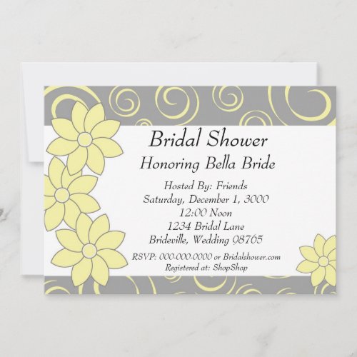 Bridal Shower Invitation yellow and grey floral