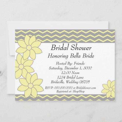 Bridal Shower Invitation yellow and grey floral