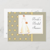 Bridal Shower Invitation-Yellow Polka Dot Invitation Postcard (Front/Back)