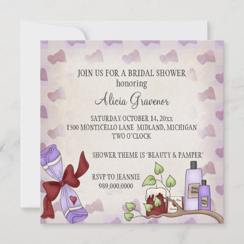 Bridal Shower Invitations (Beauty &amp; Pamper Theme)