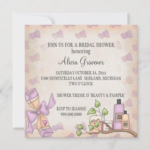Bridal Shower Invitations (Beauty &amp; Pamper Theme)