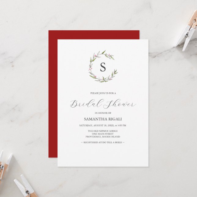 Bridal Shower Invitations Christmas Wedding (Front/Back In Situ)