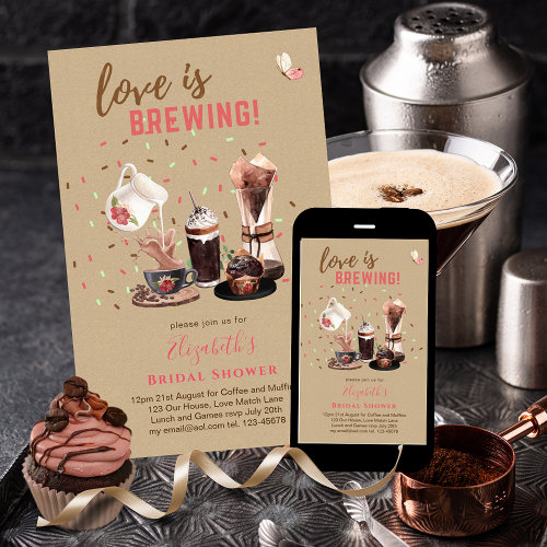 Bridal Shower Invitations Coffee and Cupcakes