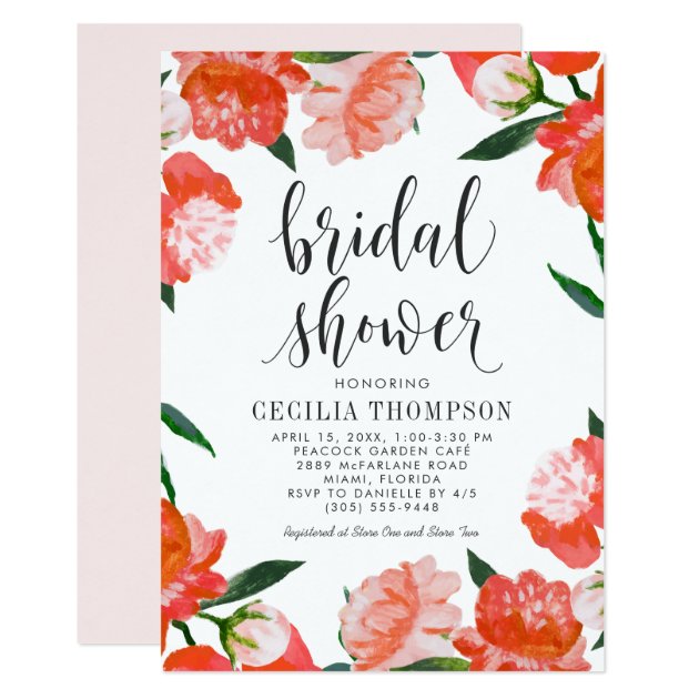Bridal Shower Invitations | Coral Flowers