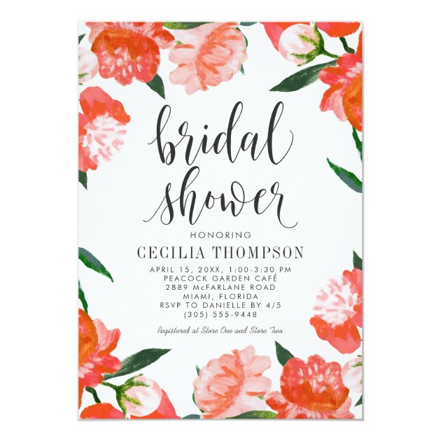 Bridal Shower Invitations | Coral Flowers